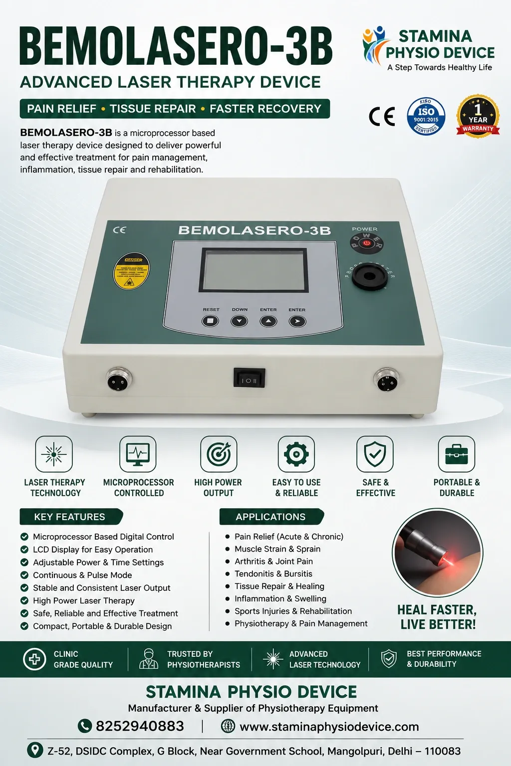 LASER THERAPY (BEMOLASERO-3B) BIG LCD DISPLAY